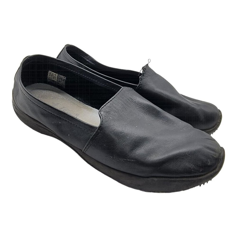 Shoes for Crews Women Lila Jasmine Black Leather Slip Resistant Slip Ons Sz 9.5